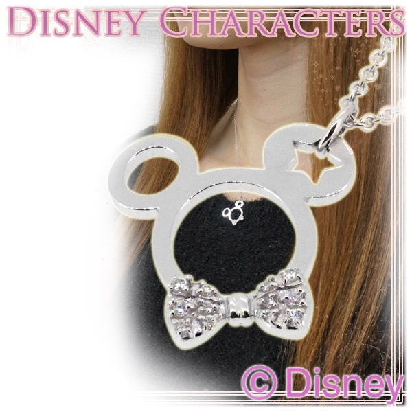 Disney ディズニー キラキラ 蝶ネクタイミッキー シルバーネックレス 送料無料 正規品