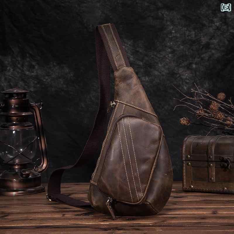 チェスト バッグ クロスボディ レザー 本革 アウトドア カジュアル バイク 自転車 観光 街歩き 斜め掛け メンズ レトロ ファッション スポーツ 5,612円