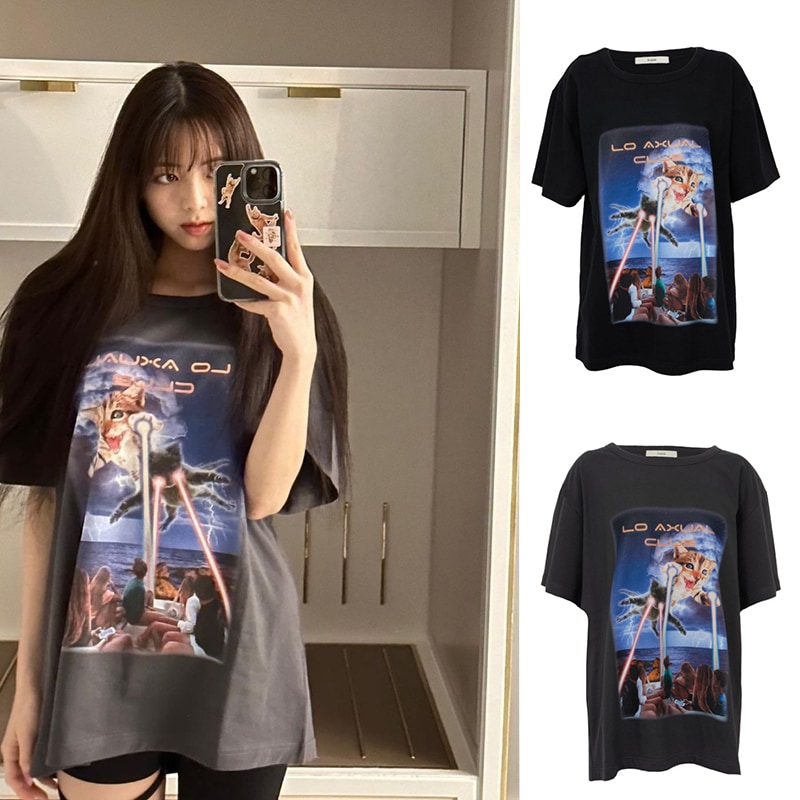 LO AXUAL【ITZY YUNA ユナ着用】OVERFITTED CLUB T-SHIRT (2 COLOR)