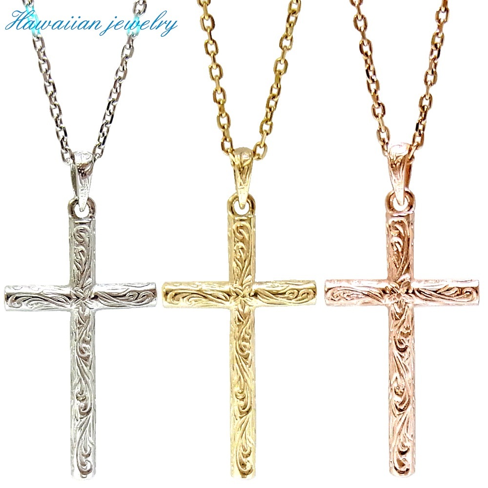 ハワイアンジュエリー ネックレス ピンクゴールド イエローゴールド シルバー クロス レディース メ