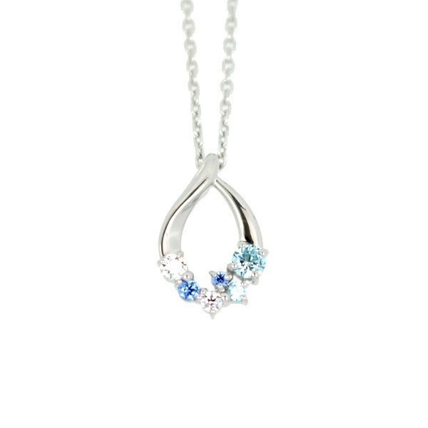リボン済＆紙袋 ネックレス レディース しずくモチーフ アクセサリー ペンダント ジュエリー シルバー キュービックジルコニア 祝い