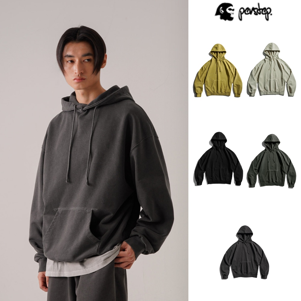 [PERSTEP] Grain pigment wide hoodie