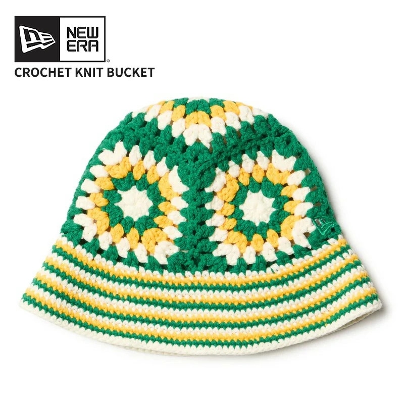 ニューエラ レディース ニット バケハ 帽子 NEW ERA クロシェ ニットバケット グリーン イエロー ホワイト 14667697