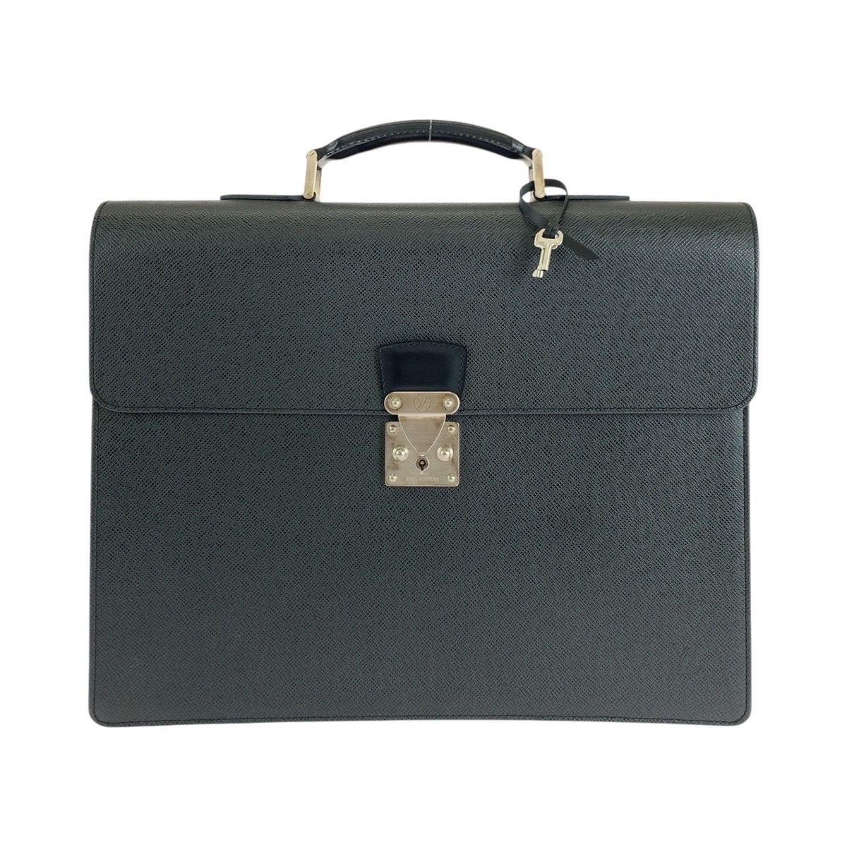 美品 タイガ モスコバ アルドワーズ ブラック 黒 シルバー金具 レザー M30032 ビジネスバッグ ブリーフケース メンズ 410957