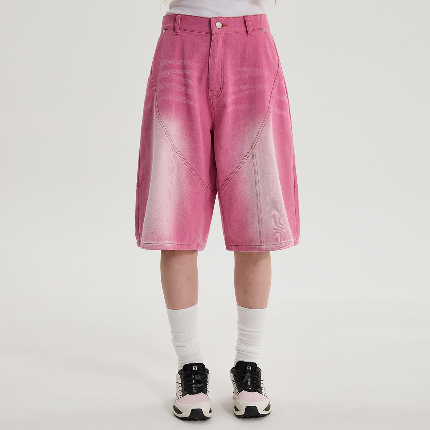 ハーフ・ショートパンツ Washed cut denim bermuda pants 2color 大特価】ブルー ウォッシュ加工 カットオフ 切りっぱなし ハーフ
