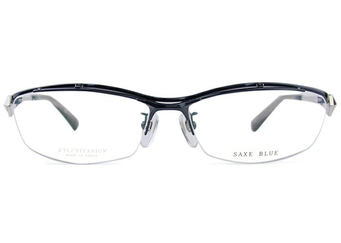 ザックスブルー SAXE BLUE sb-7111 c.7 ネイビーブルー / シルバー 跳ね上げ メガネ 眼鏡 伊達 鼻パッド 遠近両用 軽量