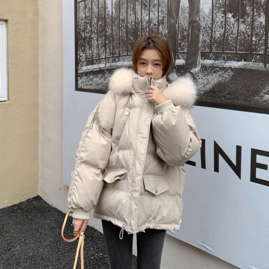 ダウンコート レディース 中綿コート フード付き ダウン ジャケット スタンドカラー ポケット ショート丈 ミディアム丈 ボリューム レトロ かわいい きれいめ カジュアル 3color おしゃれ