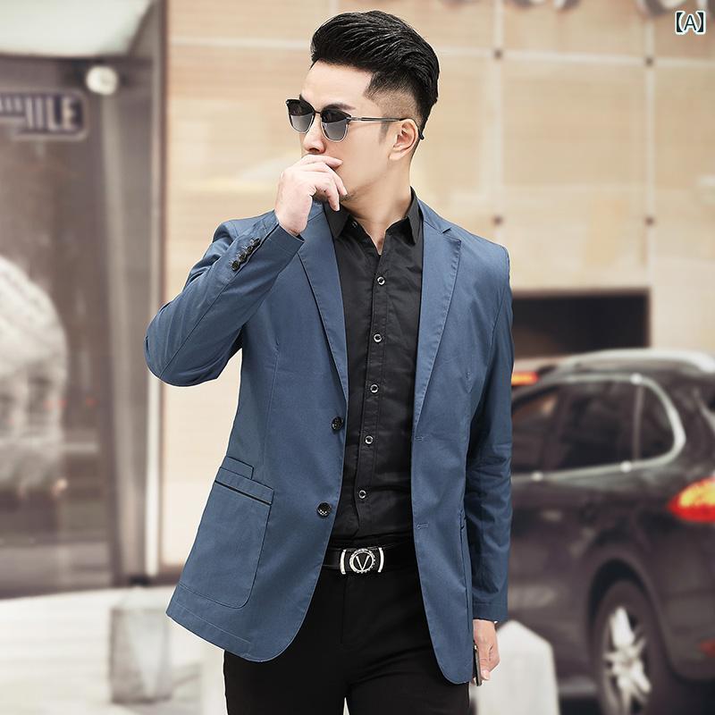 スーツ　ジャケット　カジュアル ロモン カジュアル スーツ メンズ シングル ウエスタン 春秋 ビジネス ファッション 韓国 スリム ハイエンド ジャケット