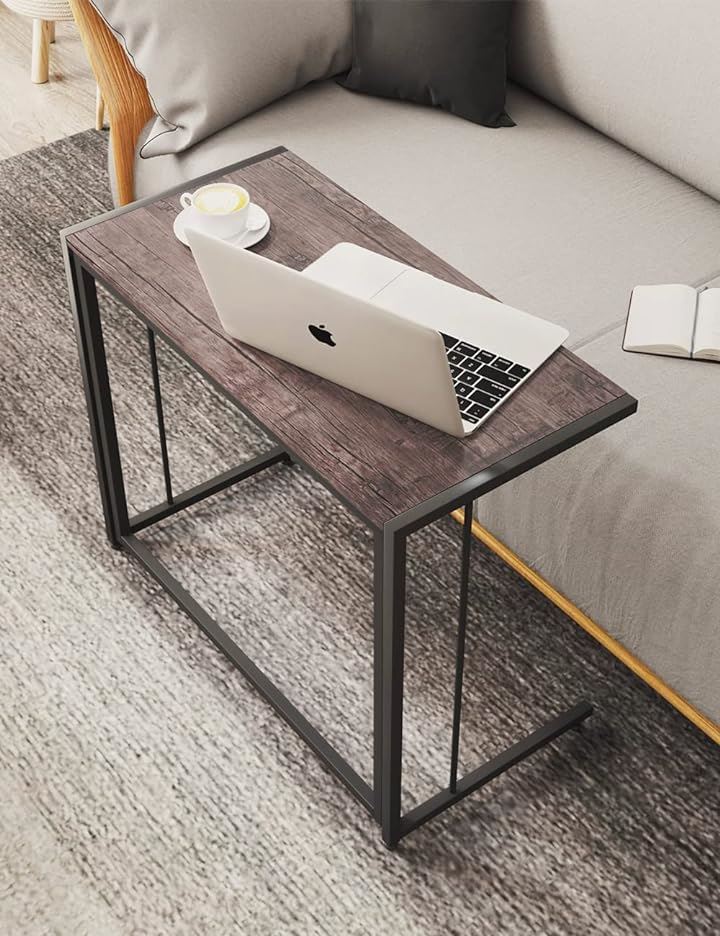 サイドテーブル 折りたたみテーブル 幅80x奥行40x高さ65cm ソファーサイドテーブル 工具不要( アンティークブラウン)