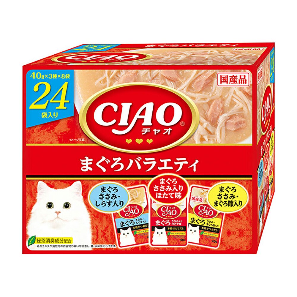 いなば　ＣＩＡＯ　パウチ２４袋入り　まぐろバラエティ　４０ｇX２４袋X４個　ＣＲＣ35―04―20―20―10