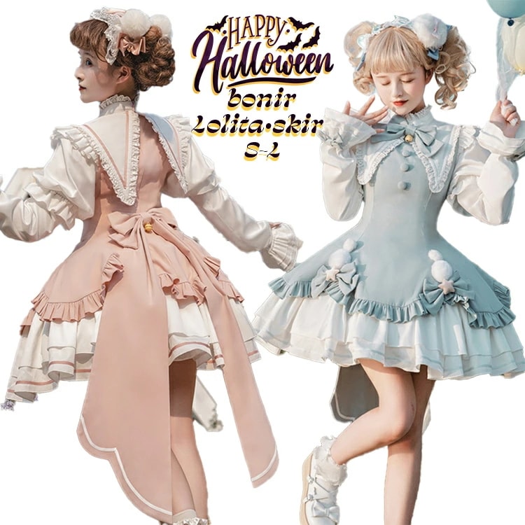 ハロウィン ヴィクトリアロリータ メイドコスプレ 豪華レース グレーアクセント かわいい 人気 クラシックコーデ 女性用 フリルモチーフ プリーツデザイン コスプレイベント ハロウィンパーティー コ