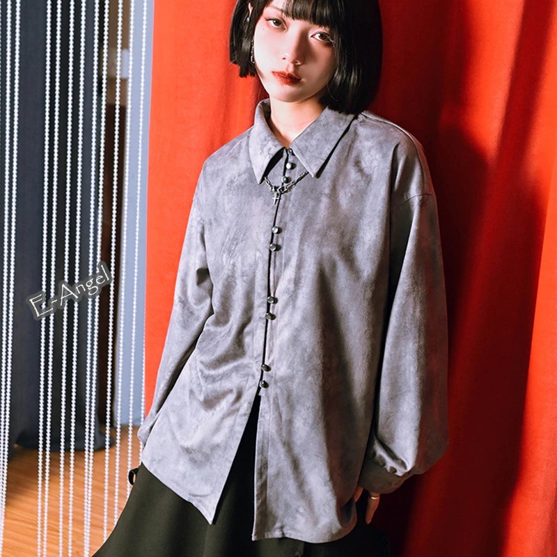 【快速出荷】チャイナ風 シャツ レディース 厚手 秋冬 セーム トップス ブラウス メンズ 男女兼用 龍鱗柄 オリジナル モダン