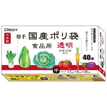 オルディ 国産ポリ袋マチ付食品用中 透明40Px60箱 10780001