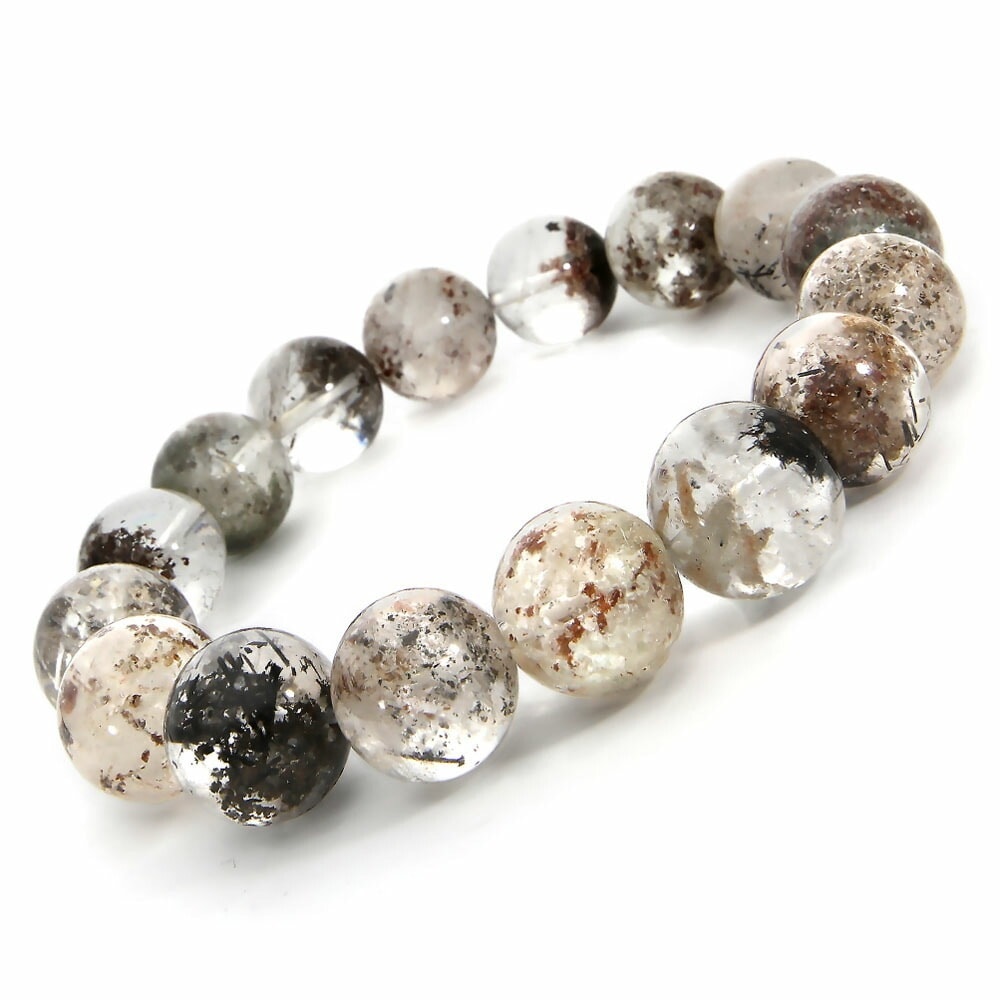 「1点もの 現品」 ガーデンルチルクォーツ ガーデンクォーツ ブレスレット 15mm パワーストーン ブレスレット レディース メンズ 天然石 数珠 アクセサリー メンズブレスレット レディースブレス
