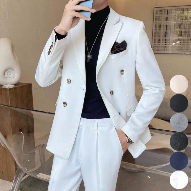 ビジネススーツセットアップダブルスーツIスーツセット礼服結婚式3ピーススーツメンズスリムスーツフォーマルスーツ着痩スタイリッシュ3点セットジャケット+パンツ+ベストスリーピース司会舞台花婿撮影通勤パー