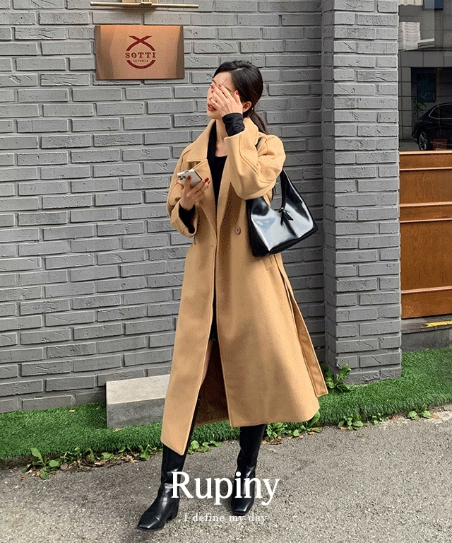 [ベルトset/3Color] イベル ダブル ボタン カラー ストラップ ベルト 冬 ロングコート