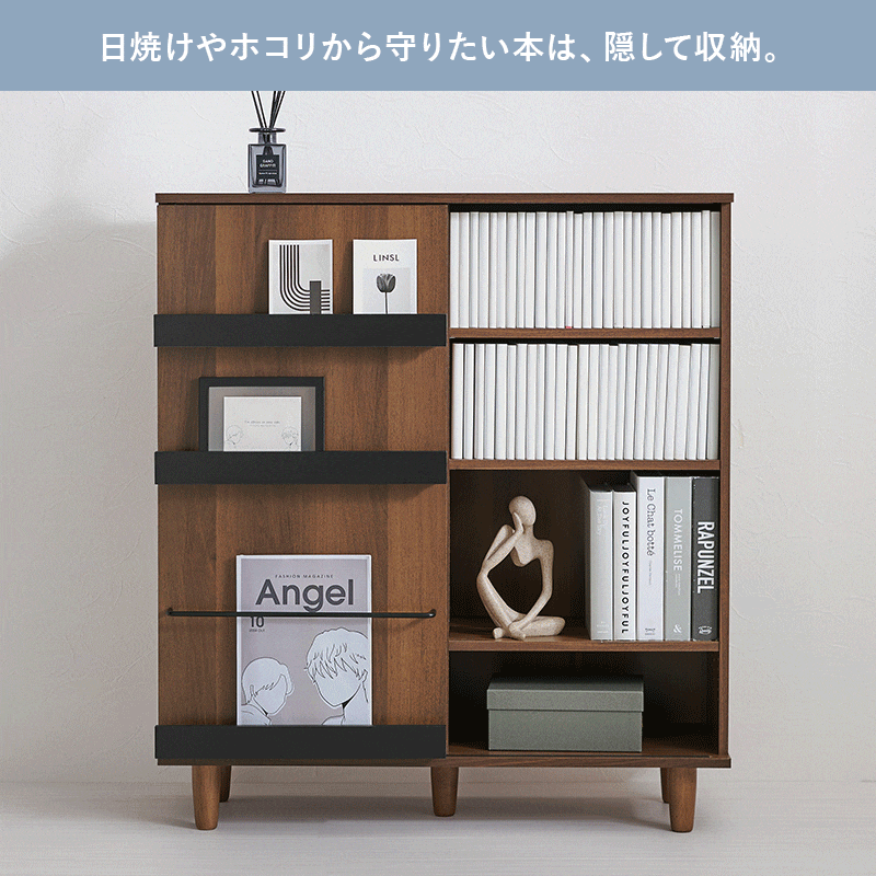 ディスプレイ本棚 コミックラック 幅90.5cm カスタム可動棚 + スライド棚 10,443円