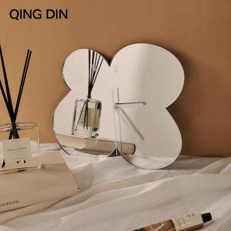 【可愛い掛け時計】ミラー付き各種壁掛け時計ライト高級クリエイティブ北欧モダンシンプル時計装飾リビングルームホーム時計