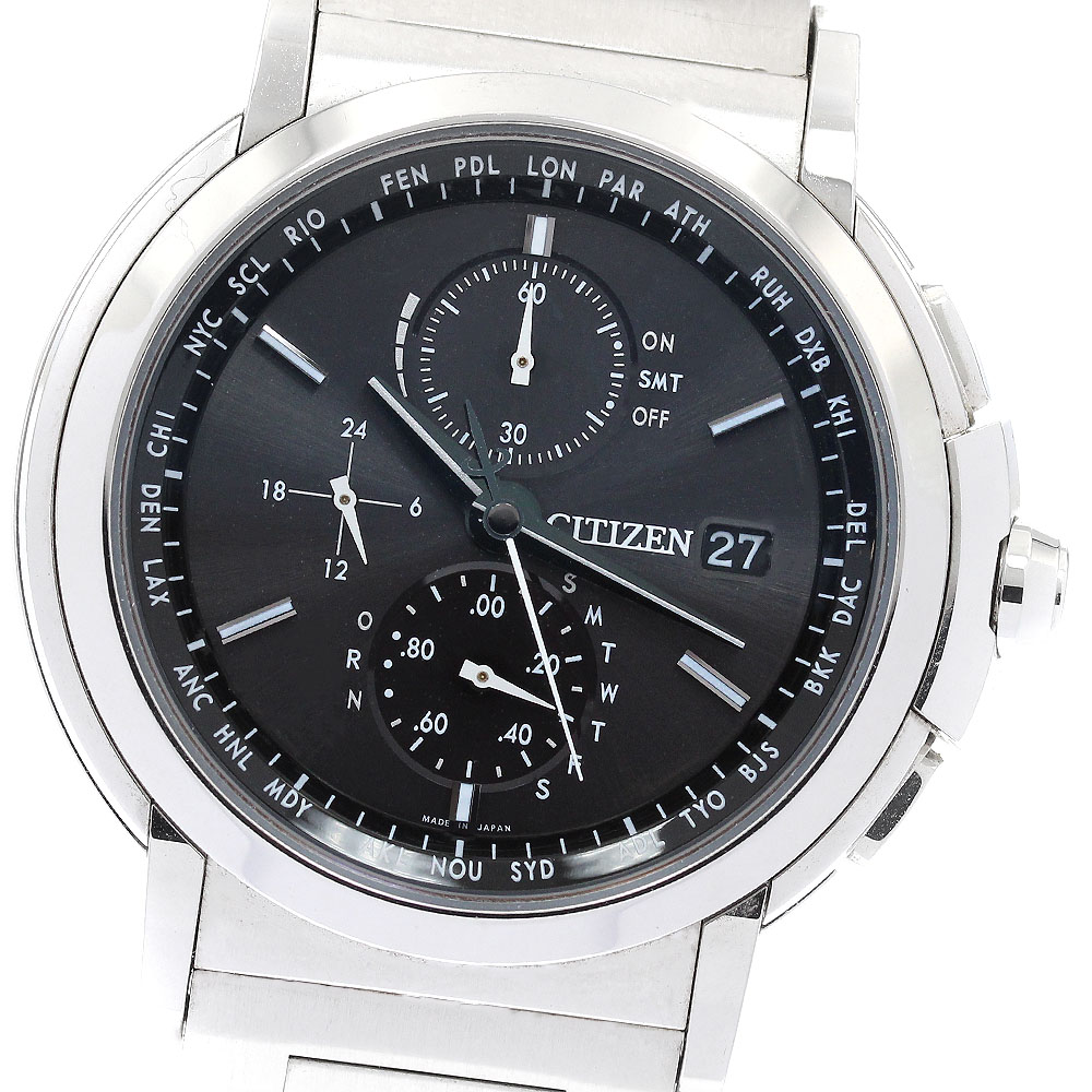 シチズン CITIZEN AT8080-52E/Ｈ800-T019960 エコドライブ ダイレクトフライト ソーラー電波 メンズ 良品 箱・保証書付き_921595【中古】
