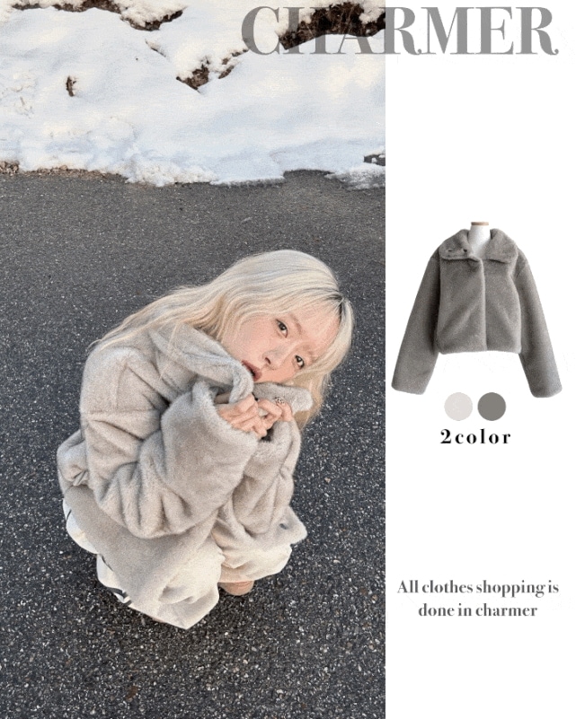 [ブランドクオリティ/抜け毛x] プレミアム サミット ハイネック カラー ショート ジャケット - jk