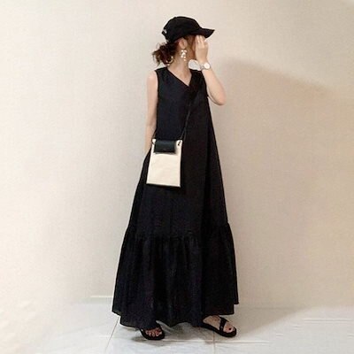 ロングワンピース ワンピース ロングワンピ レディース マキシ丈 ワンピ ノースリーブ Aライン 体