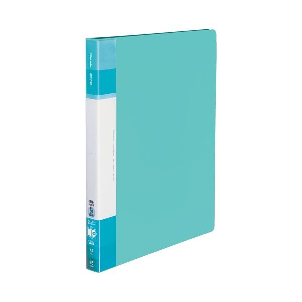 （まとめ）コクヨ クリヤーブック（Glassele） 替紙式・背ポケット A4タテ 30穴 15ポケット付属 背幅2539mm ライトブルー ラ-GLB720LB 1冊 (×10セット)