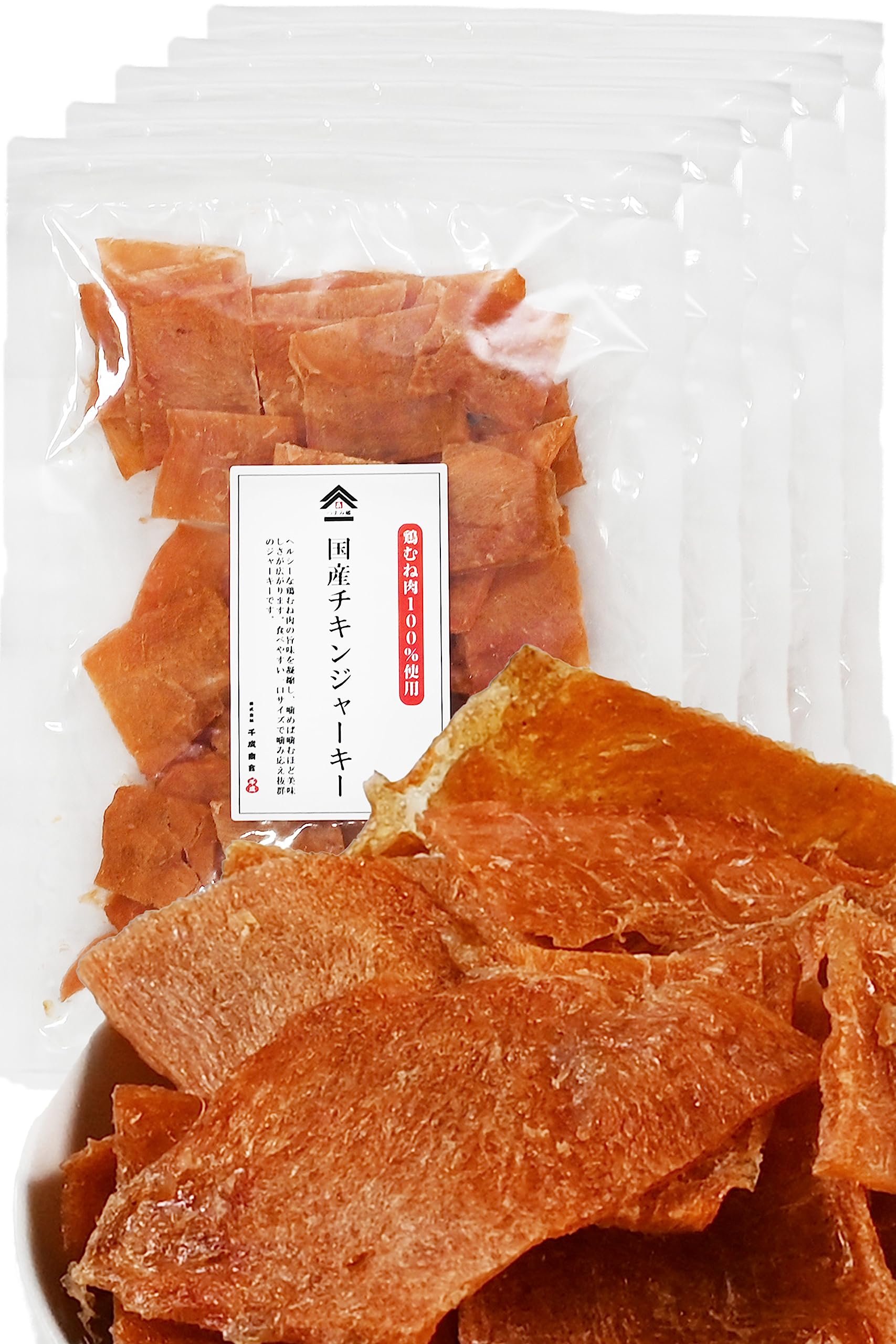 チキンジャーキー 国産 鶏胸肉 (とりむね肉) の ジャーキー 業務用 大容量 タンパク質 おつまみ/サラダチキン 代わりにも千成商会 つまみ蔵 104g×5袋