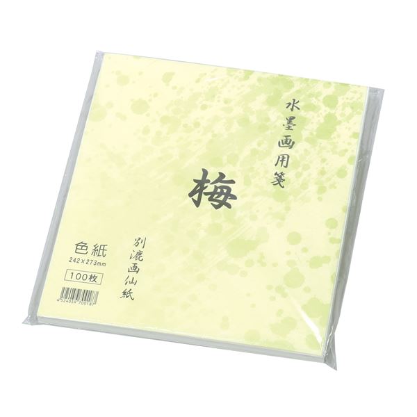 （まとめ）水墨画用紙 梅 色紙サイズ（100枚）(×10セット)