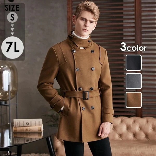 コート メンズ チェスターコート ハイネック 3カラー ビジネス かっこいい 大きいサイズ アウター メンズファッション 防寒 体型カバー おしゃれ 春 秋冬 ブラック キャメル グレー 20代 30