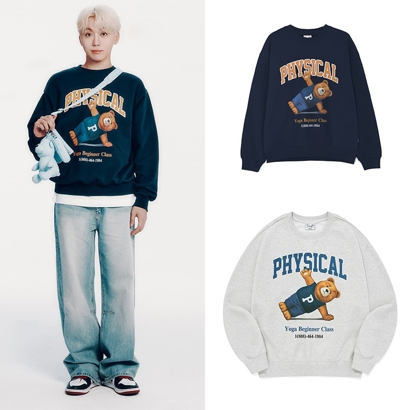 【SEVENTEENスングァン着用】Yoga Bear Sweatshirt NAVY・ライトグレー/限定フォトハガキプレゼント