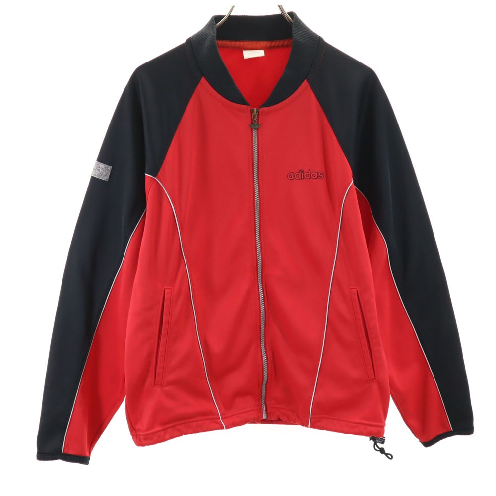 80s デサント製 ヴィンテージ ジップジャケット M-L レッド×ブラック ブルゾン 裏フリース ジャージ メンズ