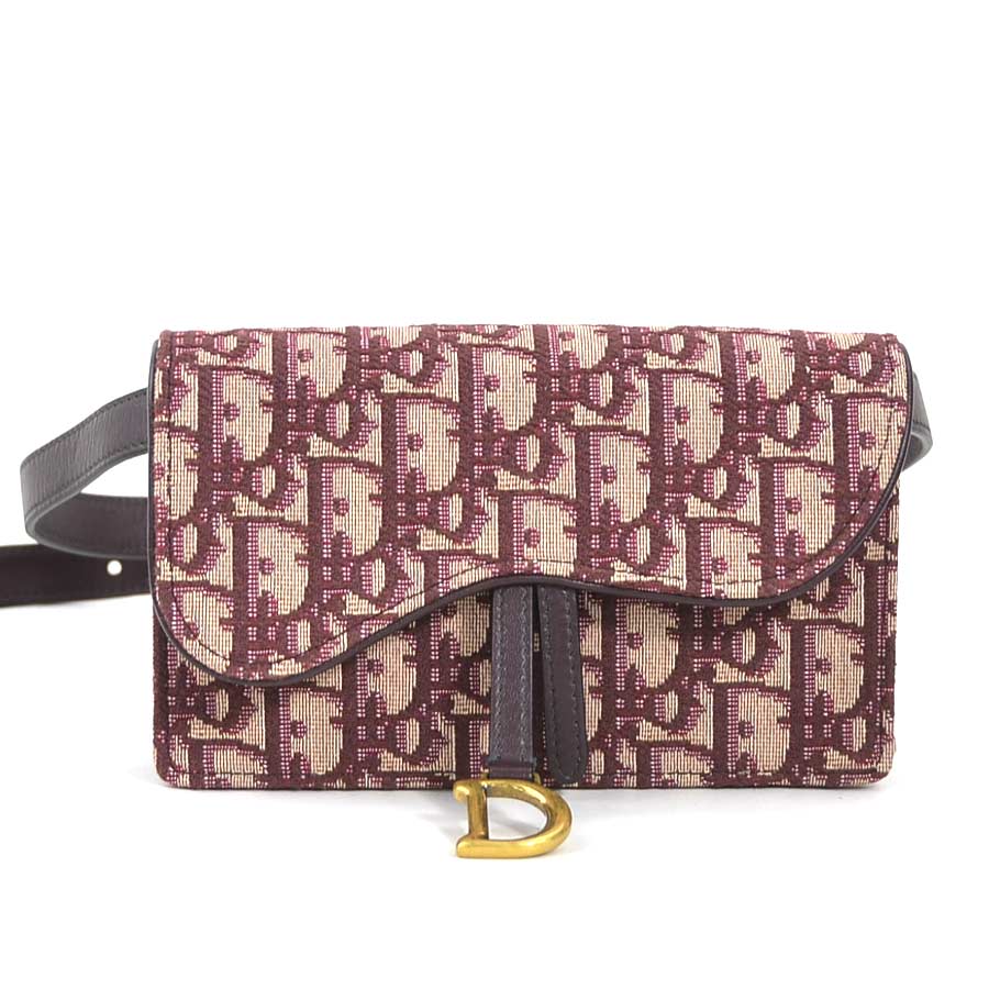クリスチャンディオール Christian Dior ウエストバッグ ベルトバッグ トロッター キャンバス/レザー ボルドー レディース 90091a