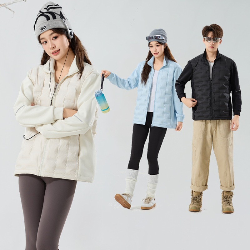 2025 ライトダウンジャケット女性カップル薄いスタンドカラー肥厚グラフェン暖かいジャケットコートメンズ