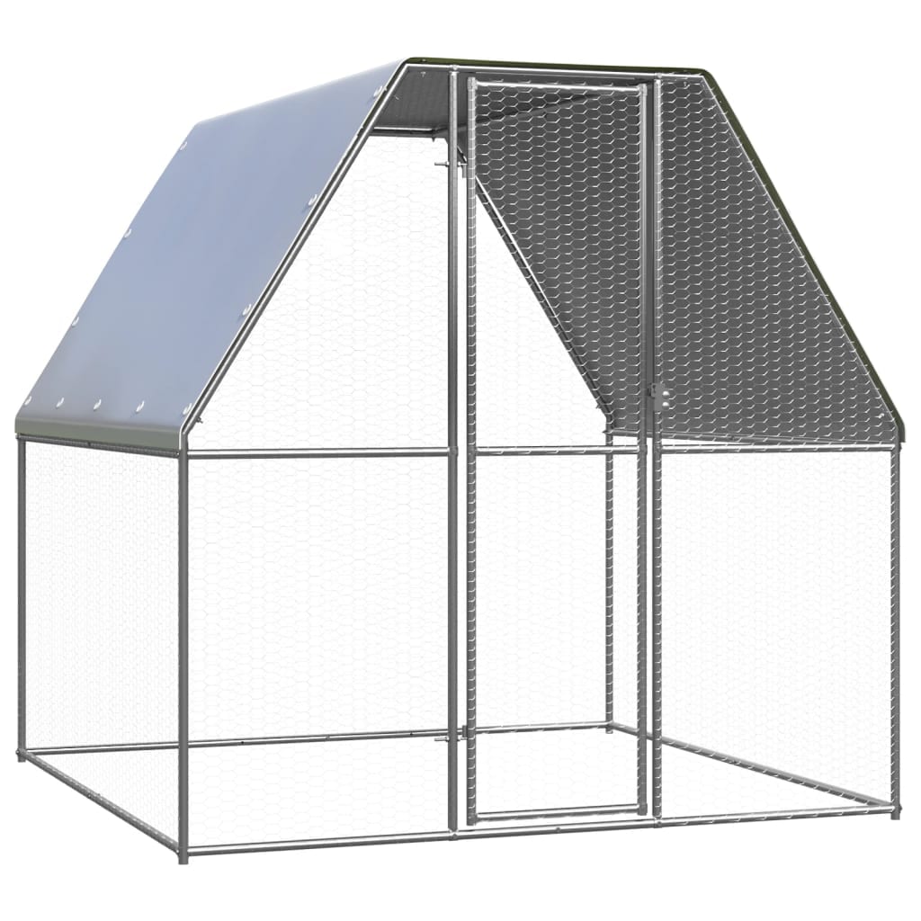 鶏小屋 シルバー＆グレー 2x2x2 m 亜鉛メッキ鋼
