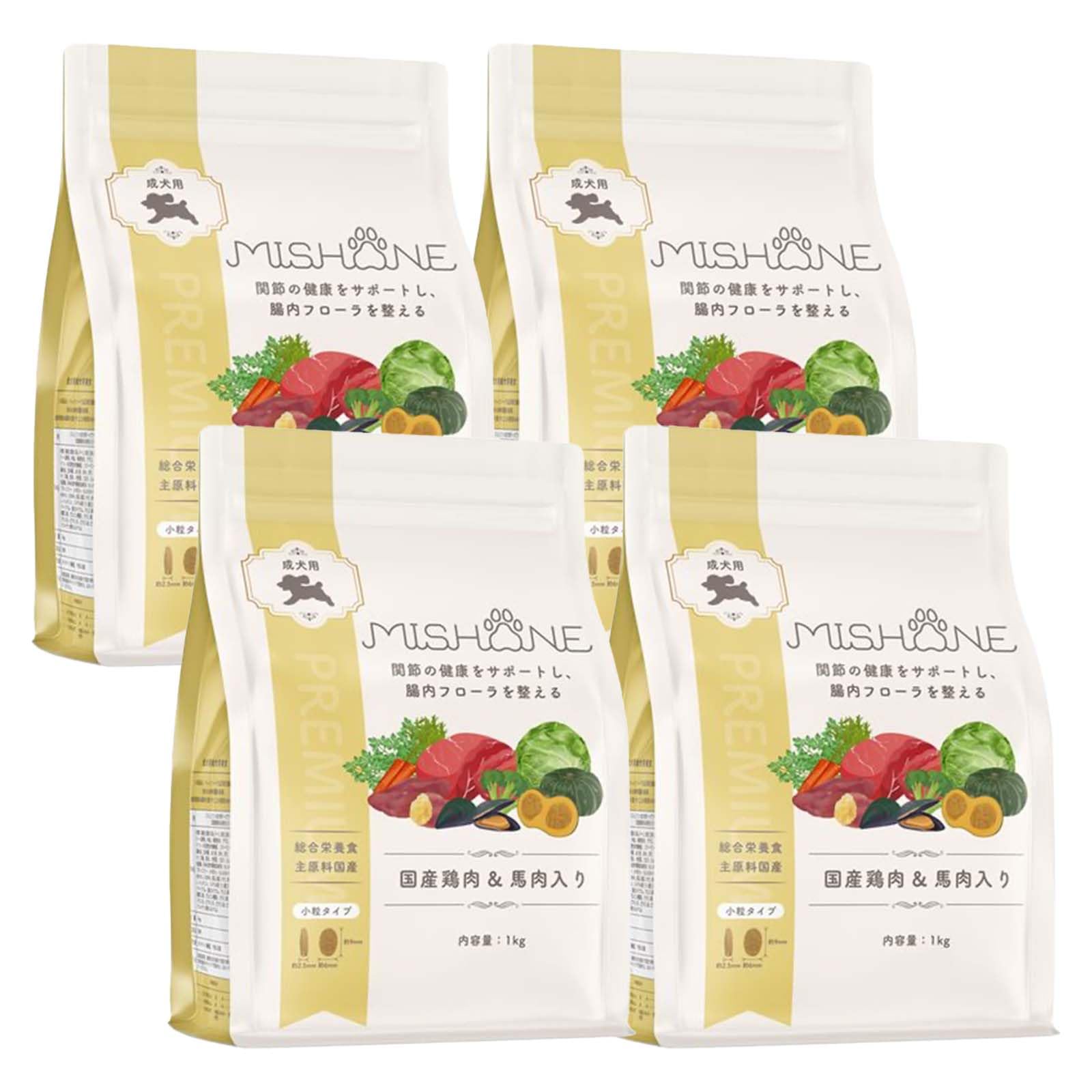 ミシュワン ドッグフード 成犬用(国産鶏肉＆馬肉)1kg×4個 【獣医師監修】 無添加 グルテンフリー 総合栄養食 12,172円