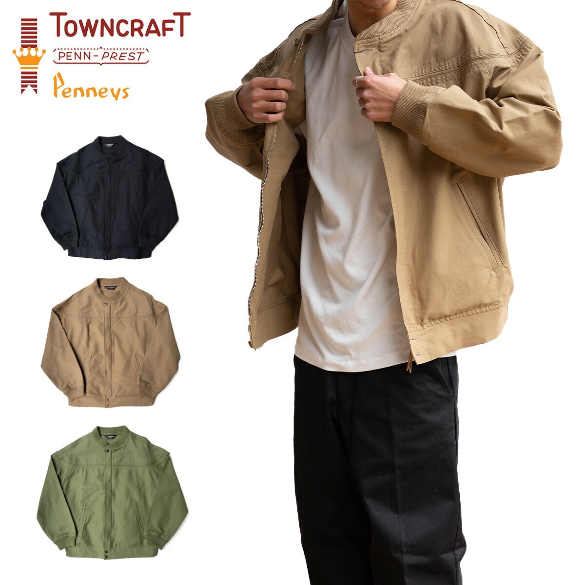 ジャケット メンズ 60s DERBY STYLED JACKET ダービージャケット ルーズフィット レディース ユニセックス 長袖 ストリート カジュアル 上着 アウター ブラック カーキ セージ