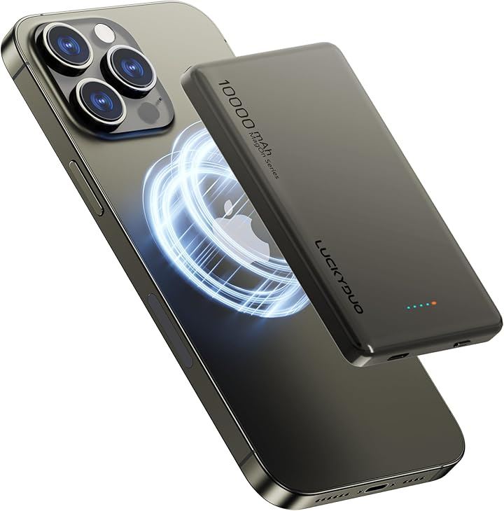 Magon モバイルバッテリー 10000mAh 12MM 軽量薄型 マグネット PD20W USB-c出力 ワイヤレス出力 15W for LED残量表示(ナチュラルチタニウム) 5,544円