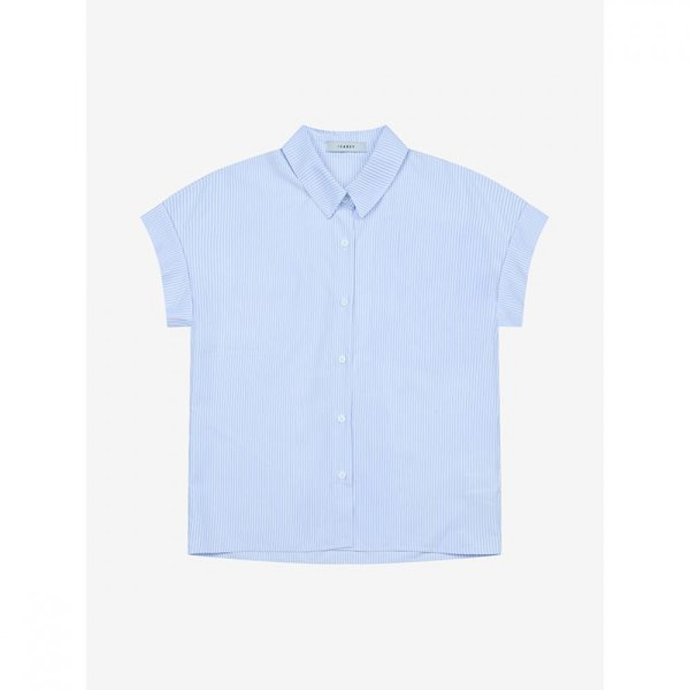 [イザベイ] ストライプロールアップキャップスリーブシャツ (VKBAE2445)