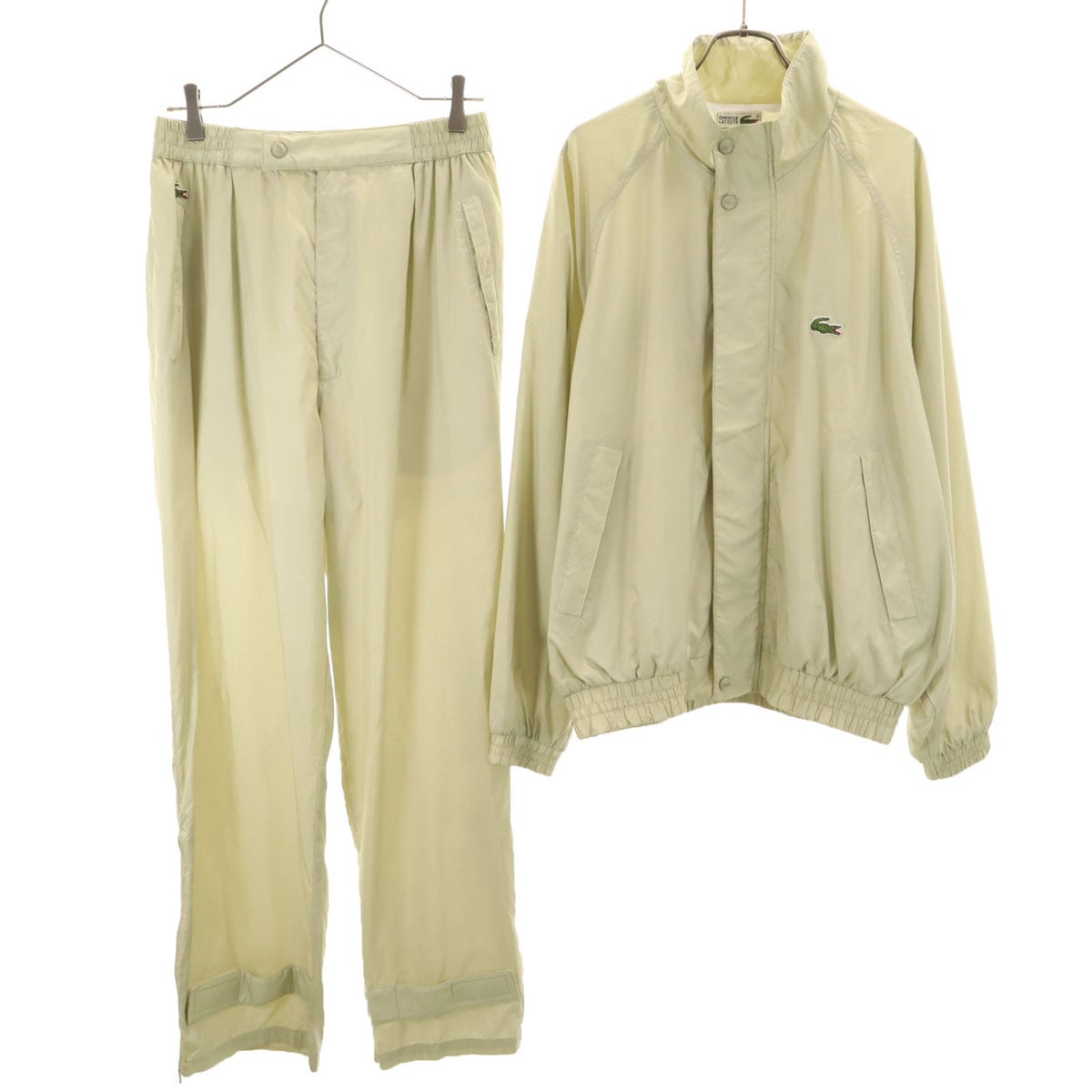 CHEMISE LACOSTE シュミーズラコステ ウインドブレーカー 上下セットアップ 4 ベージュ 裏メッシュ 収納袋付き メンズ 古着