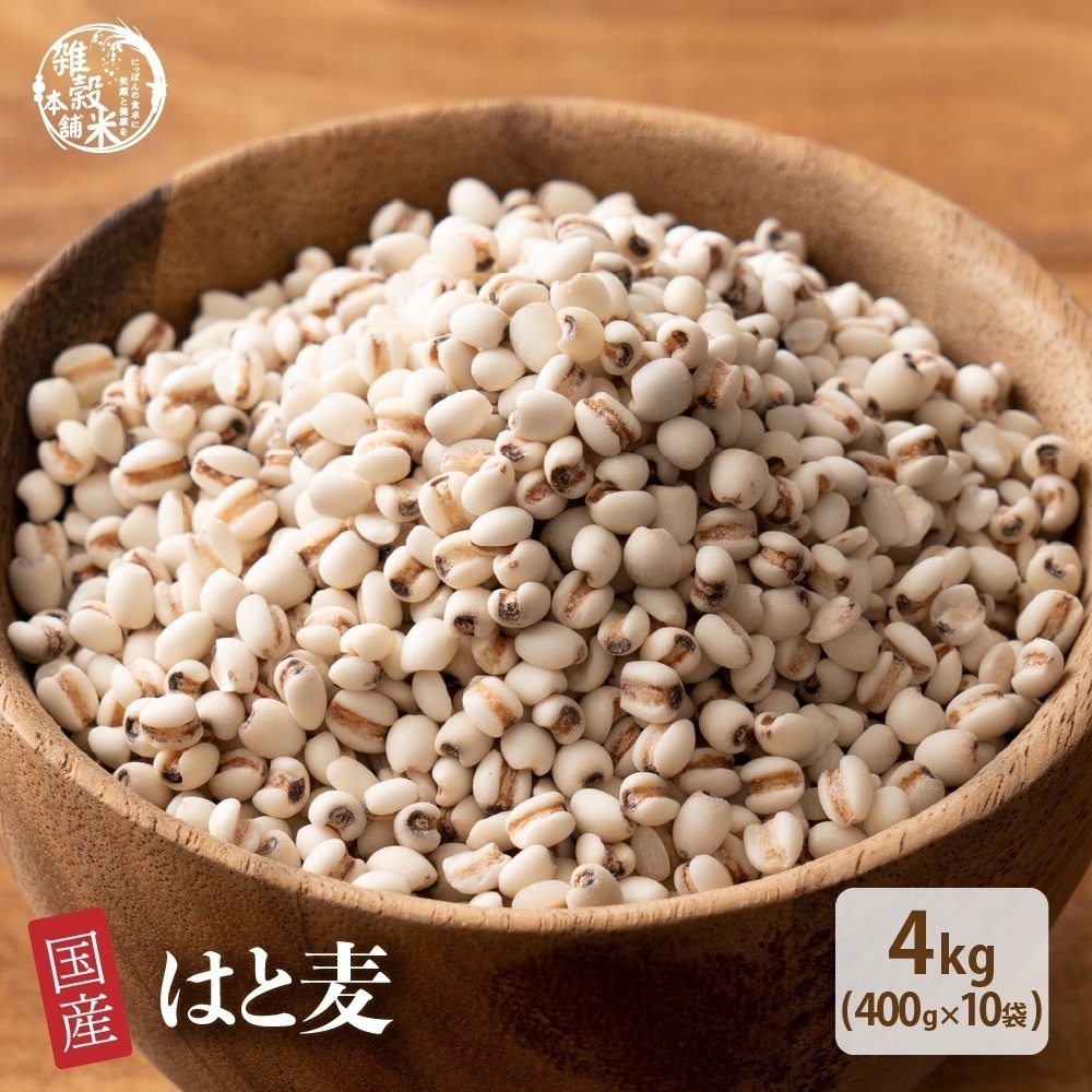 雑穀 雑穀米 国産 はと麦 4kg(400g×10袋) 丸粒 無添加 無着色 安心の国産 国内産原料100% はとむぎ ハト麦 ハトムギ ダイエット 置き換え