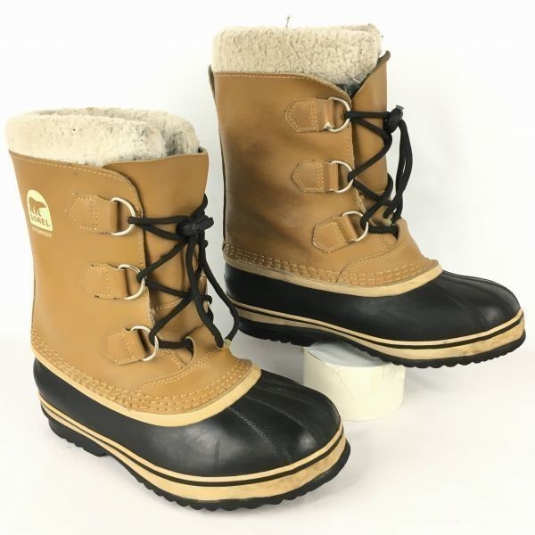 良品　SOREL/ソレル　サイズ23.0cm　　本革仕様　高級スノーブーツ　ライナー付き　　茶　ブラウン　管No.Y36