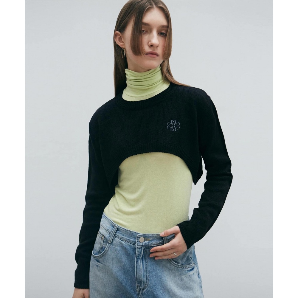 ニック&ニコールナチュラルクロップニットボレロ_ブラック 8,231円