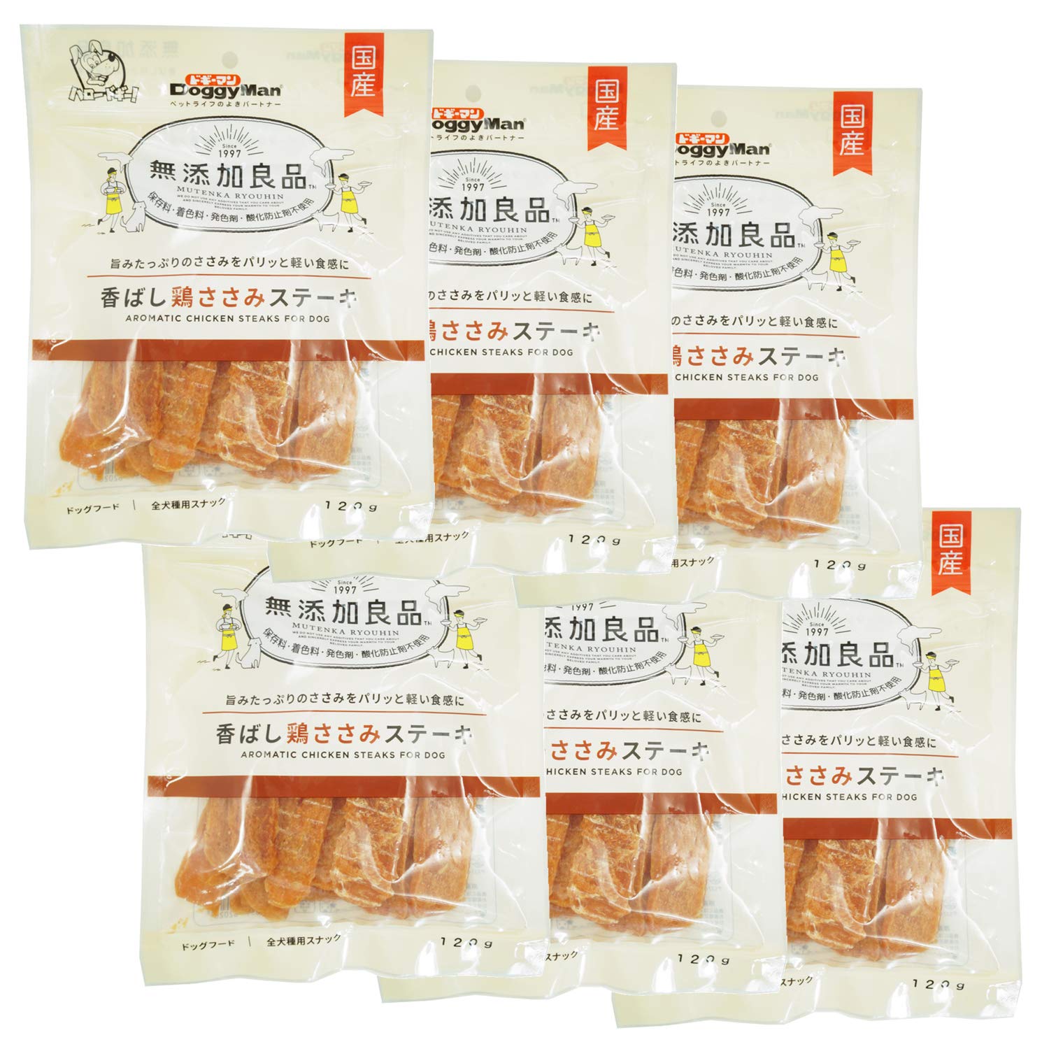 ドギーマン 犬用おやつ 無添加良品 香ばし鶏ささみ ステーキ チキン 120グラム (x 6) (まとめ買い)