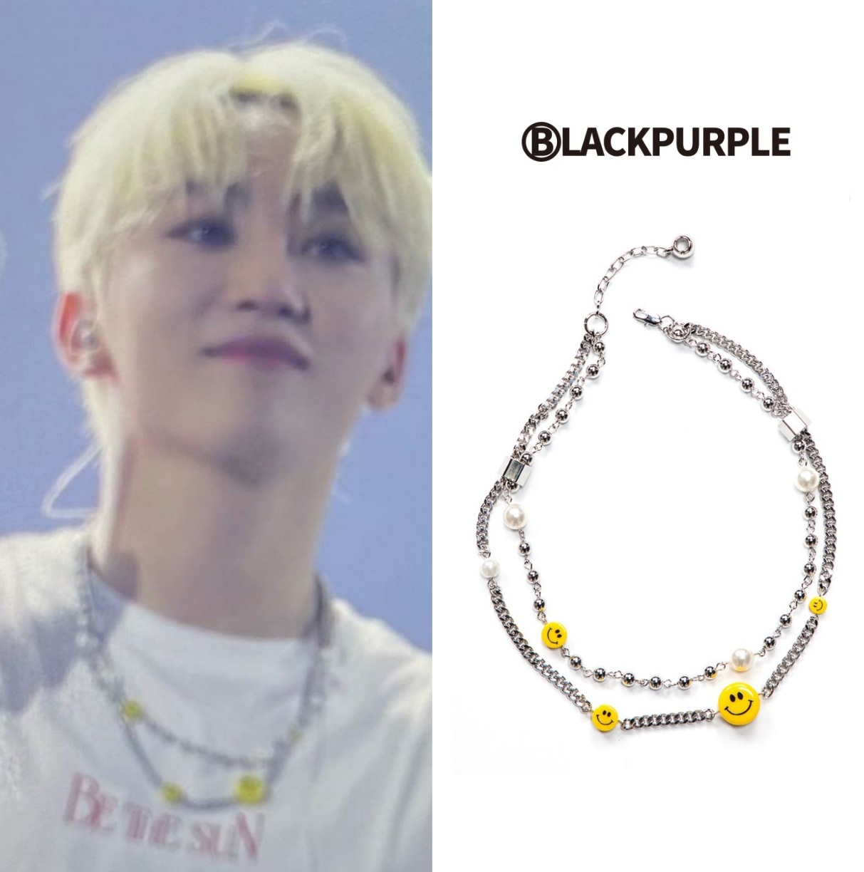 【BLACK PURPLE】 SMILE PEARL NECKLACE 【Seventeen スングァン 着用】