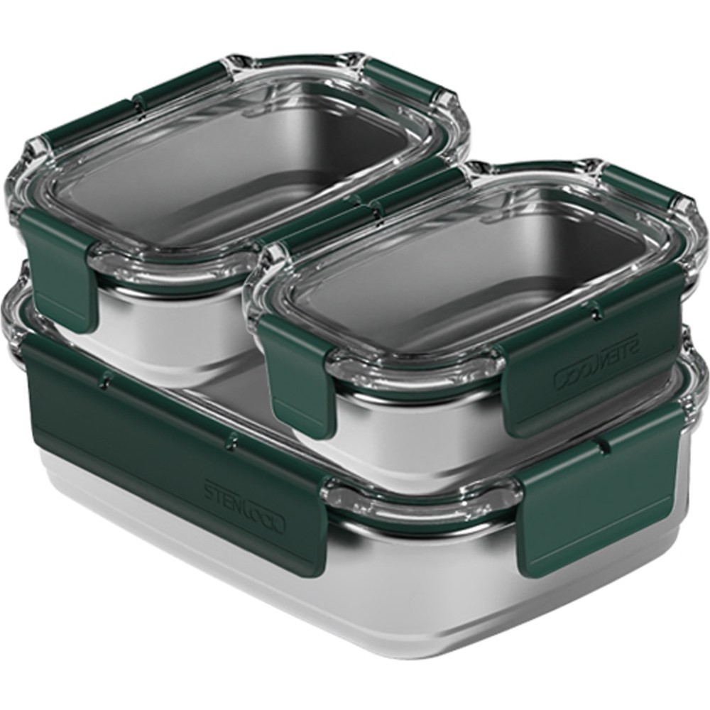 ステンラックステンモストSE密閉容器ブリティッシュグリーン1号200ml 2p + 5号700mlセット 韓国産 保存容器 ステンレス製 タッパー 密閉容器