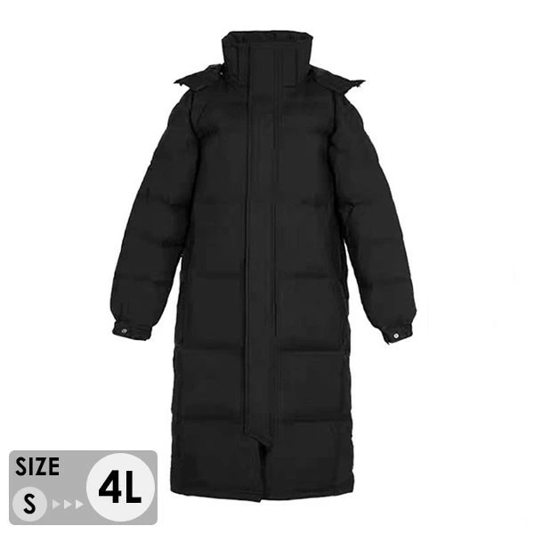 ダウンコート 50％ダウン ベンチコート ロングダウンコート 超ロング 暖かい レディース 黒 スタンドカラー ロング丈 大きいサイズ フード付き ダブルファスナー アウター 柔らかい 防寒性 冬服