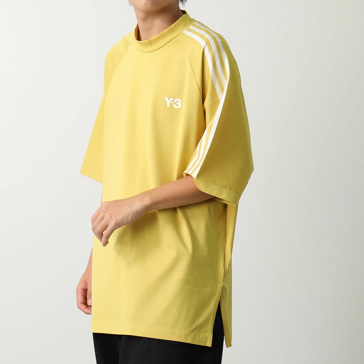 Y-3 ワイスリー 半袖Tシャツ 3S SS TEE IQ1785 メンズ ロンT カットソー コットン モックネック ロゴ ロゴT ラグランスリーブ BLAYEL/OWHITE