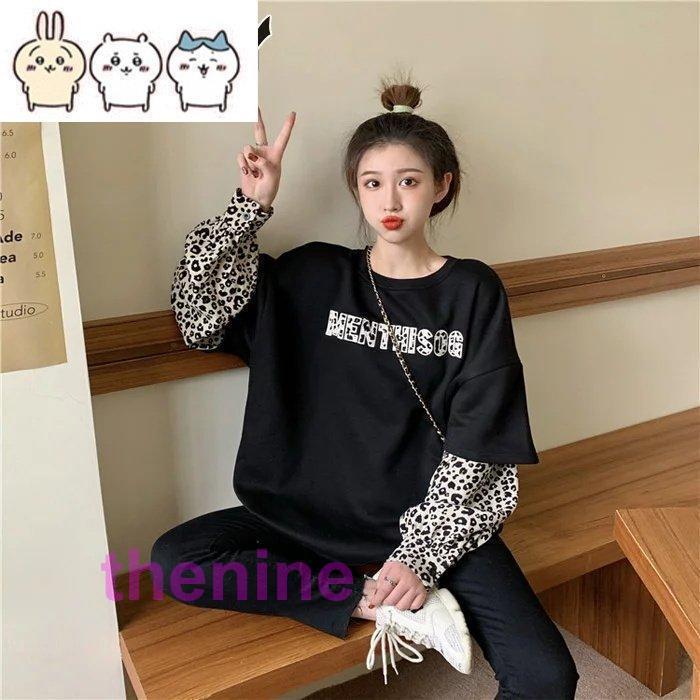 安い商品 今日だけ レオパード柄 重ね着風 長袖 Tシャツカットソー トップス Tシャツ ロンT 切替 レイヤード 長袖 ロング丈 ゆったり 重ね着風 ラウンドネック レオパード柄 おし 3枚購入で3