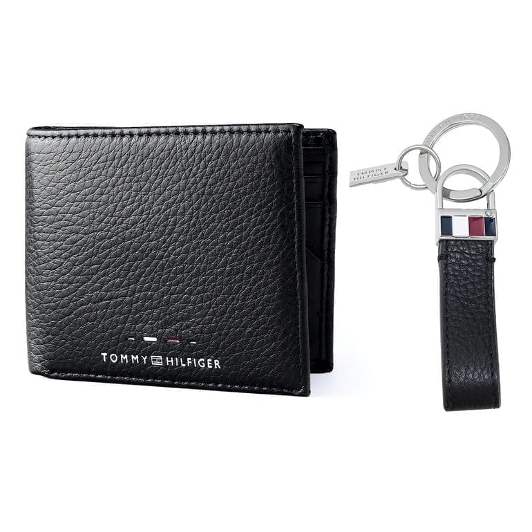 二つ折り財布 小銭入れなし 【ヨーロッパ輸入モデル】 キーリング ギフトセット メンズ ブラック AM0AW12788 BDS