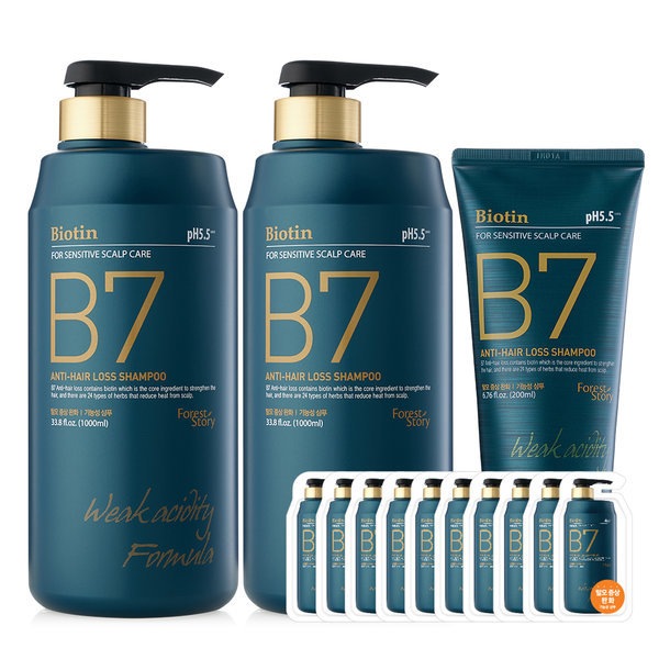 B7弱酸性脱毛防止シャンプー/1000ml+1000ml+200ml+シャンプー10枚